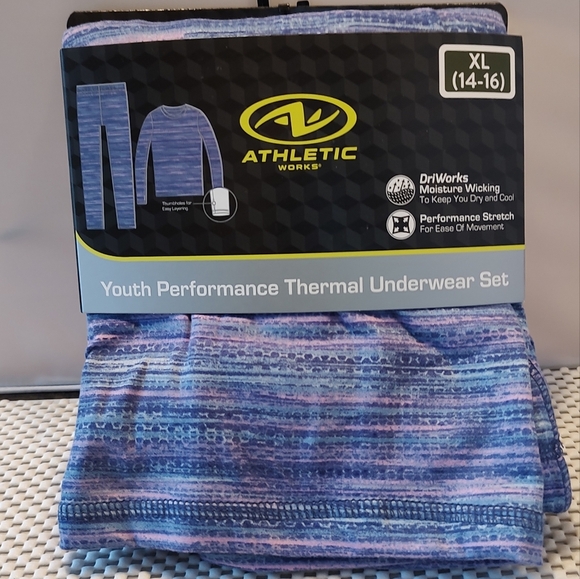 Youth Performance Thermal Underwear Set Athletic Works Girls Purple Pink - Picture 7 of 8